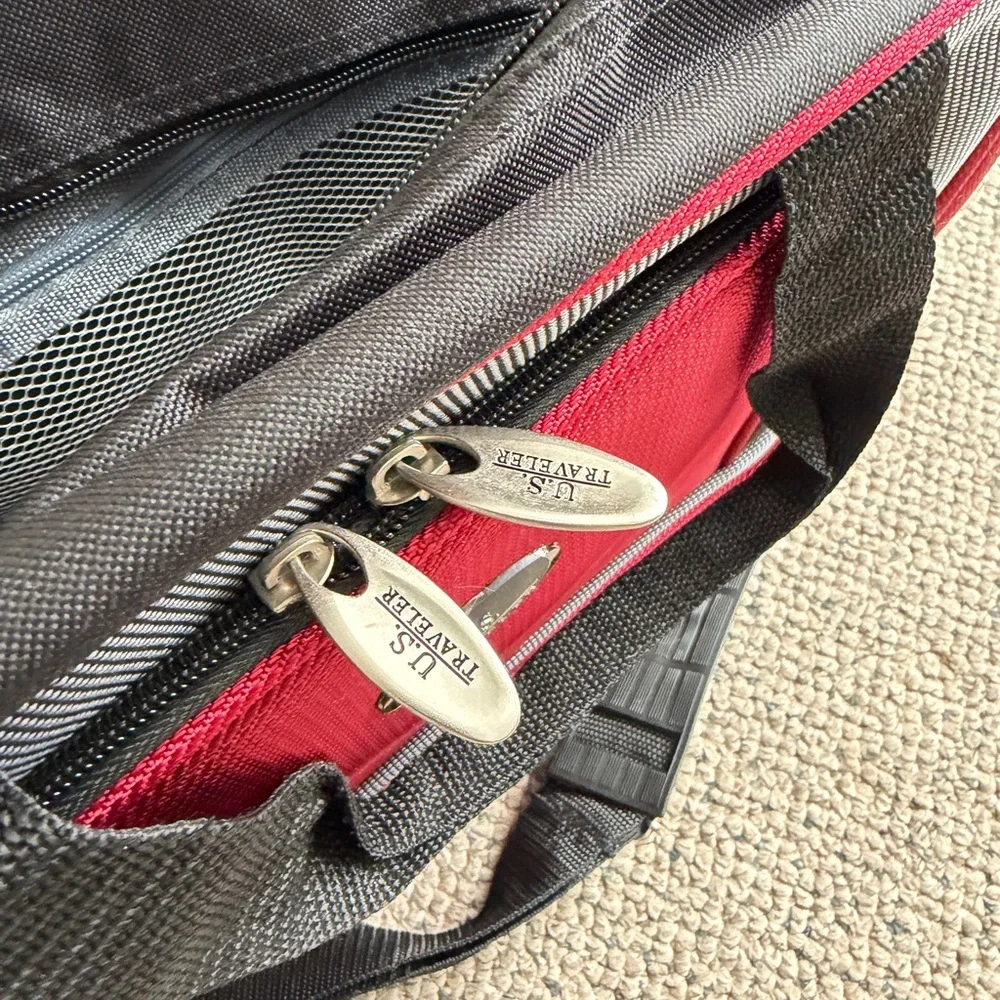 U. S. Travelers Red and Gray Laptop Travel Bag